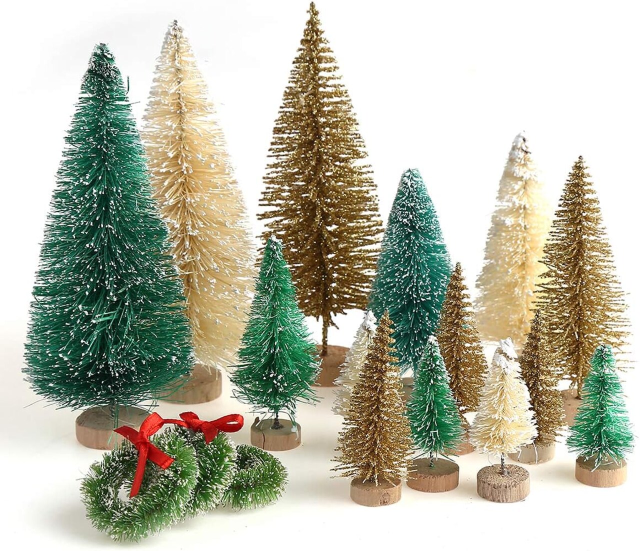 30 Pieces Miniature Sisal Frosted Christmas Trees Table Top Decoration (30 Pcs)
